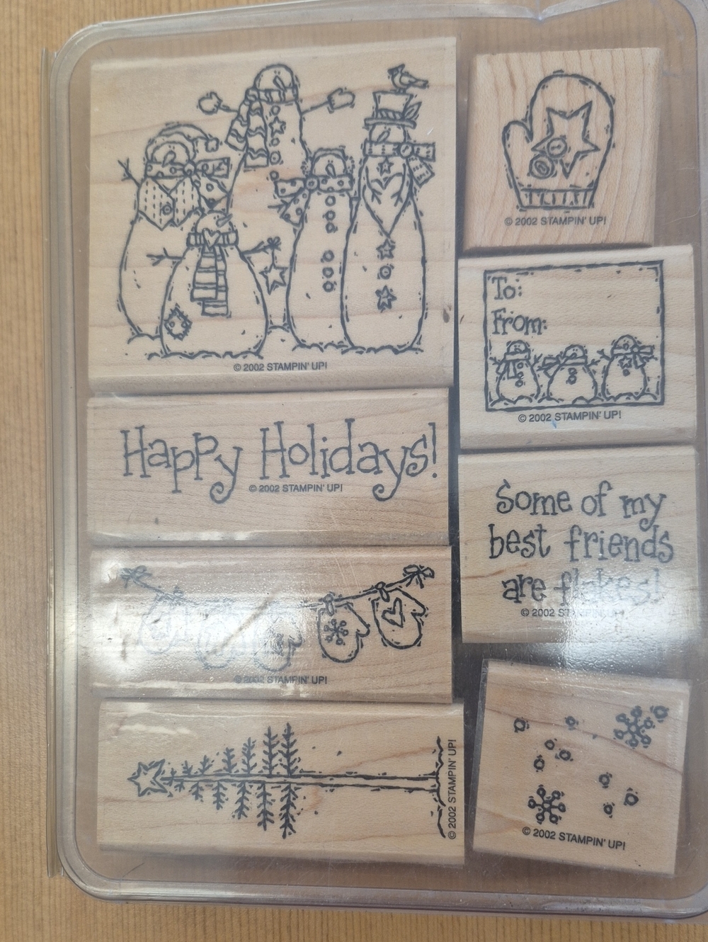 Stampin' Up! Holiday Wood-Mounted Stamp Set - Natural Wood Tones
